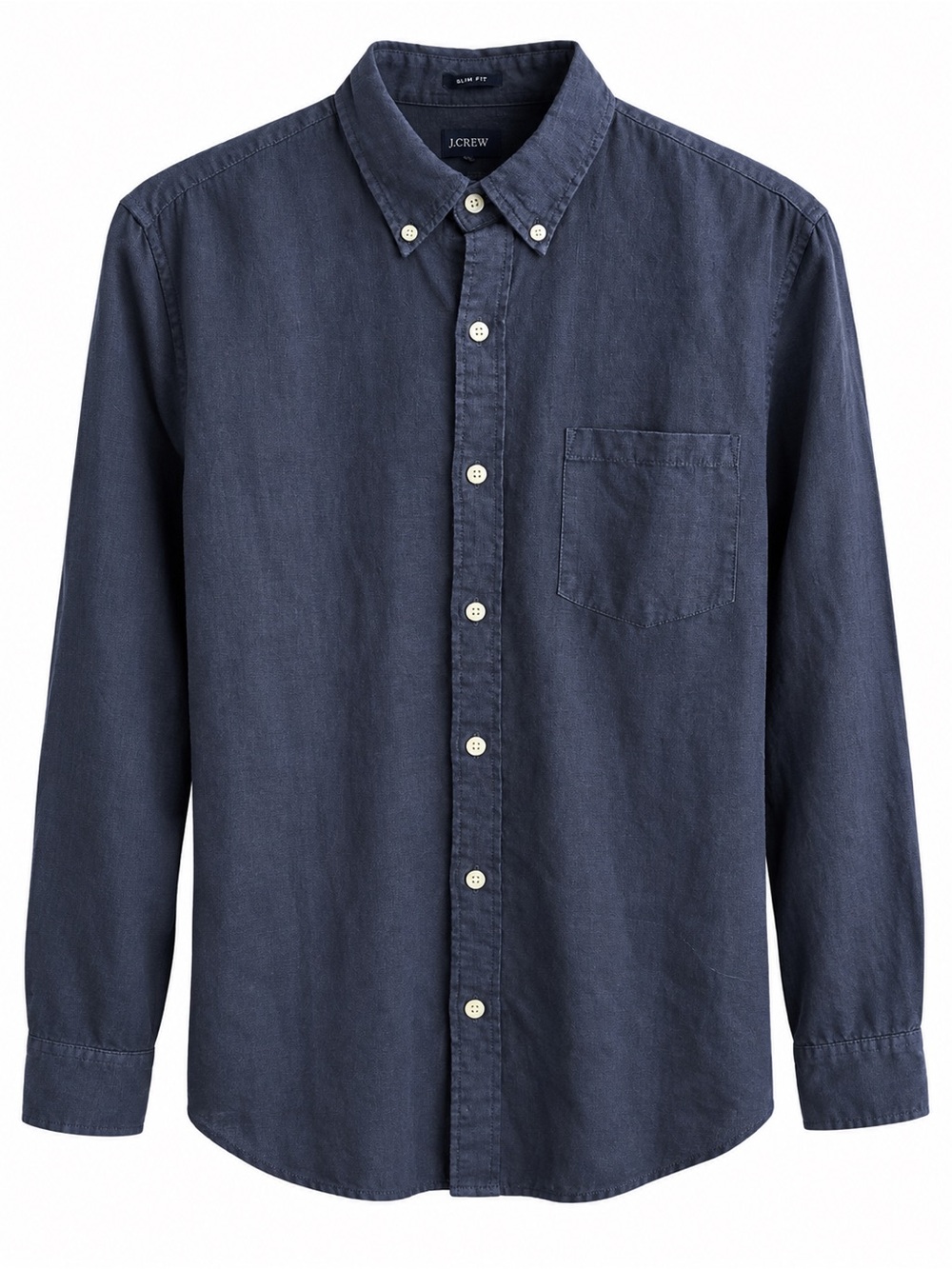 J.Crew Slim Fit Navy Blue 100% Linen Long-Sleeve Men's Shirt Size M